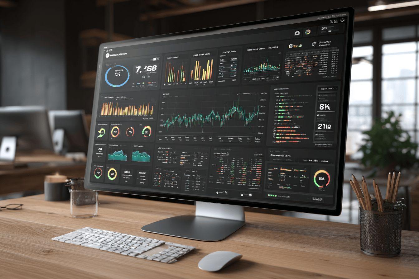 Écran d'ordinateur affichant des graphiques et des données complexes