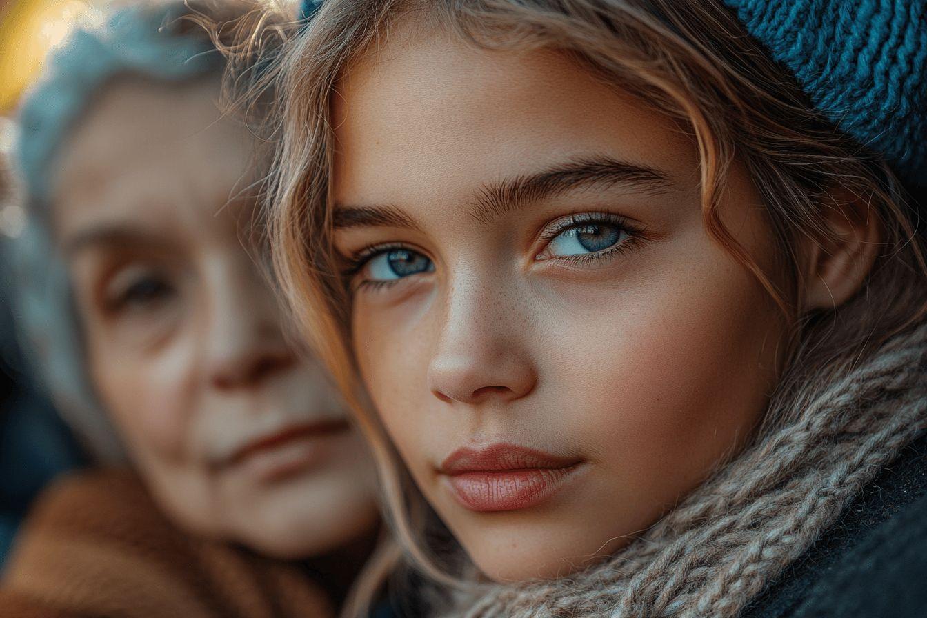 Gros plan de deux femmes, l'une jeune, l'autre plus âgée