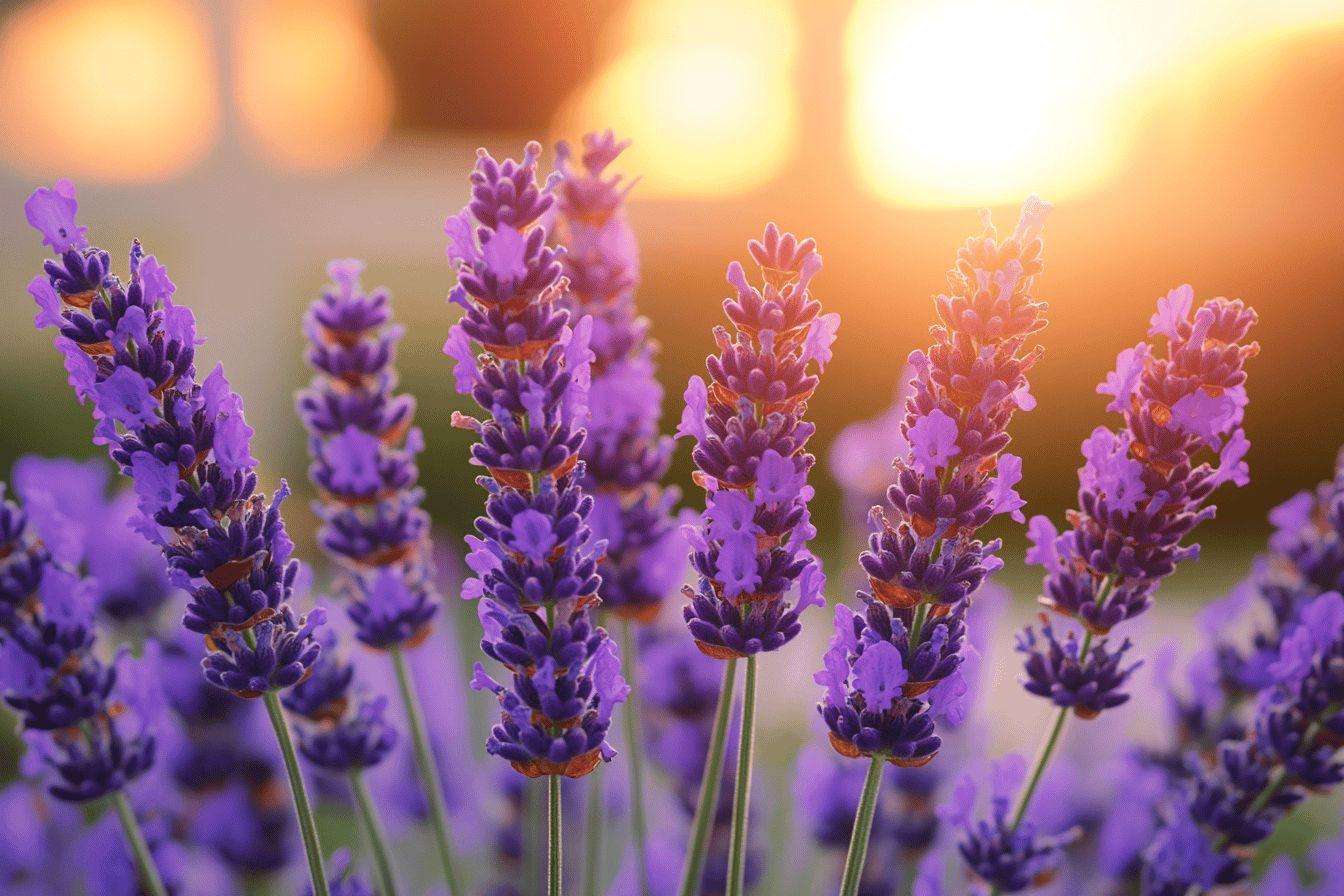 Gros plan de fleurs de lavande lumineuses et vibrantes