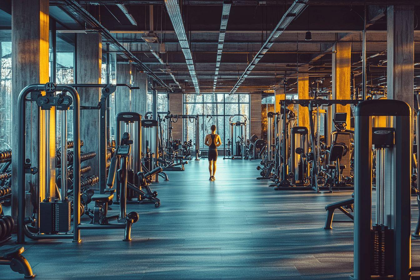 Équipements de fitness dans un grand gymnase lumineux