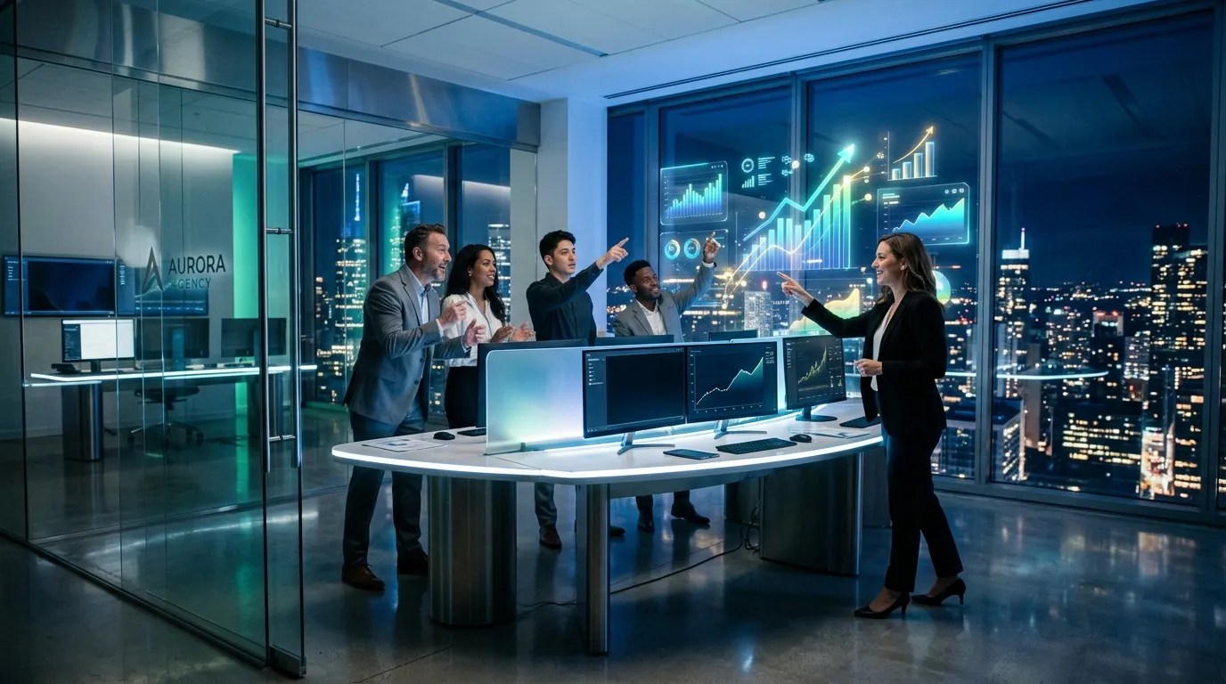 &Eacute;quipe professionnelle analysant donn&eacute;es financi&egrave;res en salle