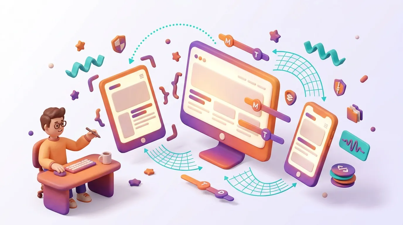 Designer travaillant sur interface multi-appareils num&eacute;riques