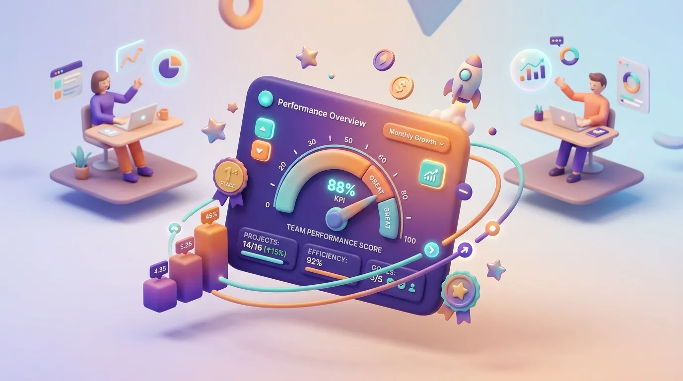 &Eacute;cran analytics affichant KPI et m&eacute;triques de performance &eacute;quipe