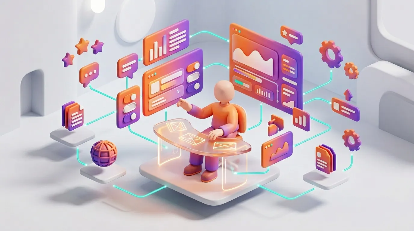 Personne interagissant avec des &eacute;crans et applications num&eacute;riques
