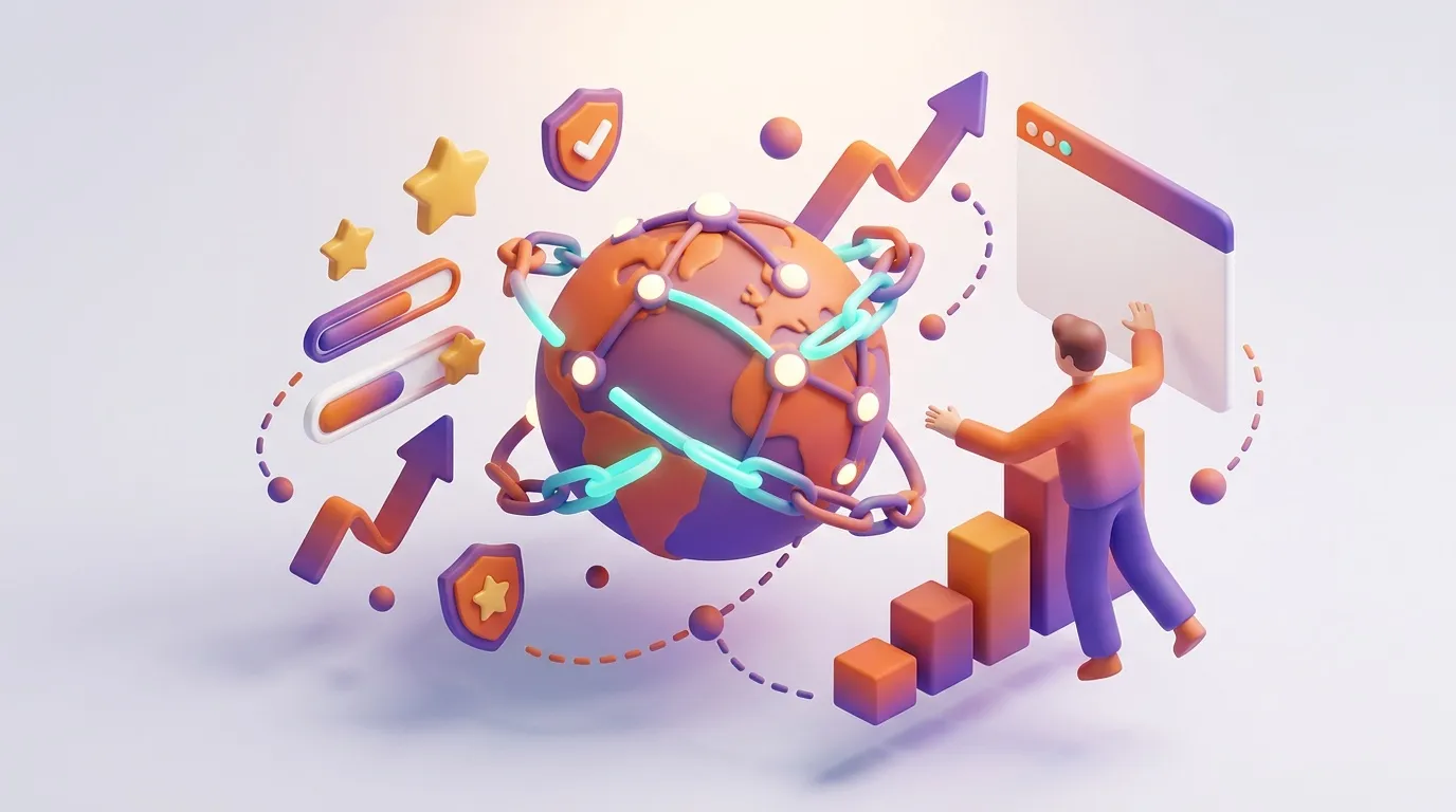 Illustration 3D d'une personne interagissant avec un globe technologique
