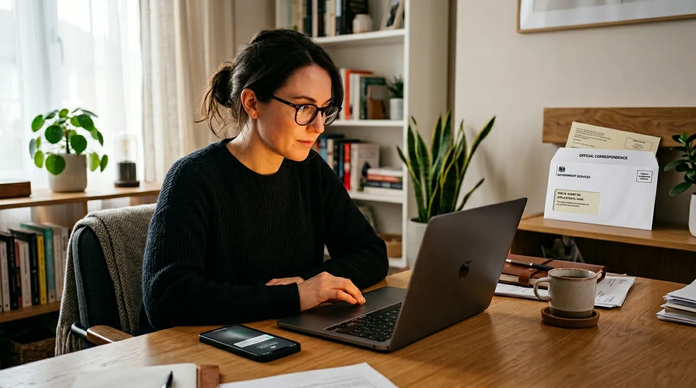 Femme avec lunettes travaille sur son ordinateur portable au bureau