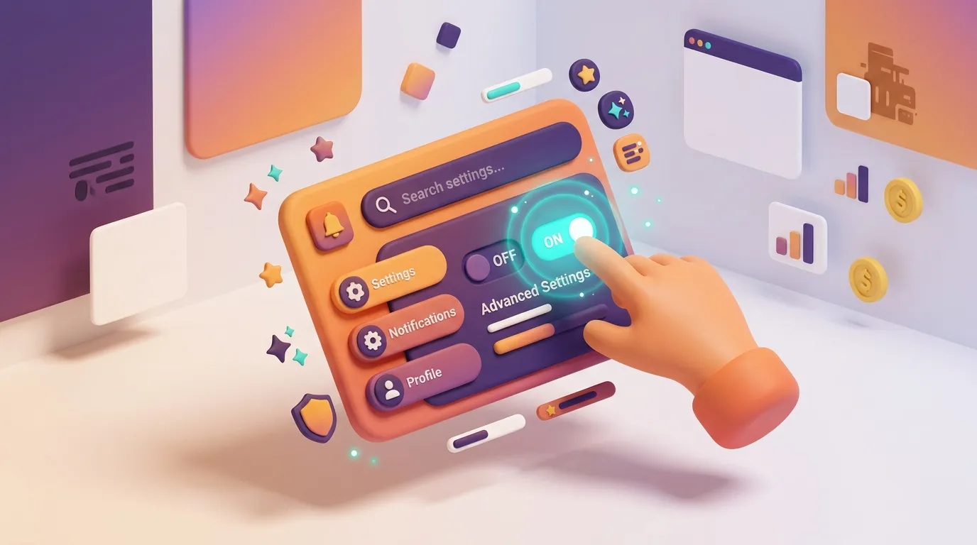 Mano interactuando con panel de controles y configuraci&oacute;n digital