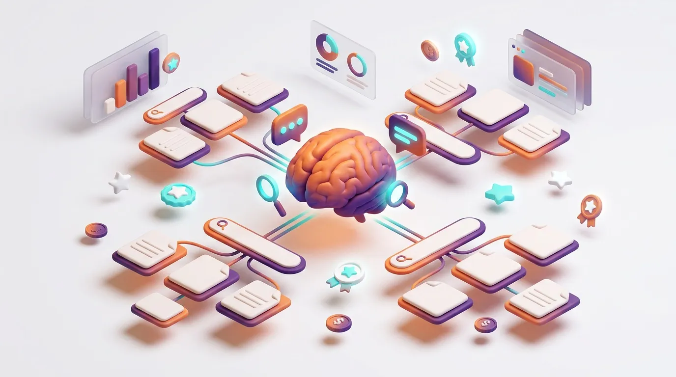 Cerebro conectado a dispositivos digitales y gr&aacute;ficos anal&iacute;ticos.