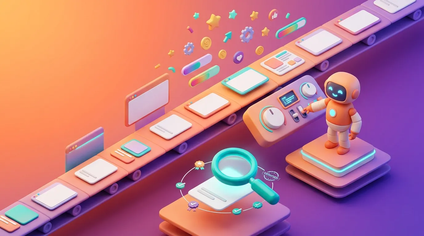 3D illustration of digital devices, robot, and tech icons on gradient background