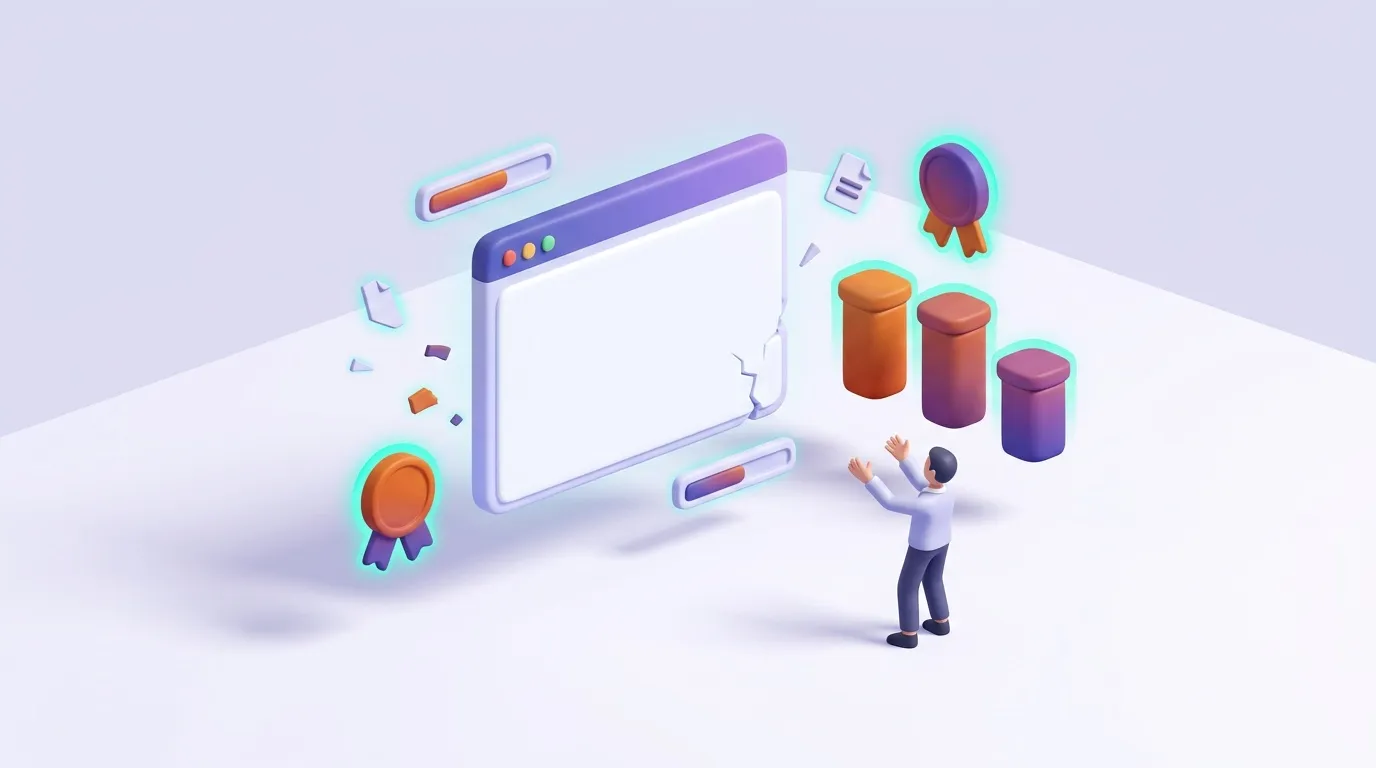 Person designing on computer with creative tools and graphics elements