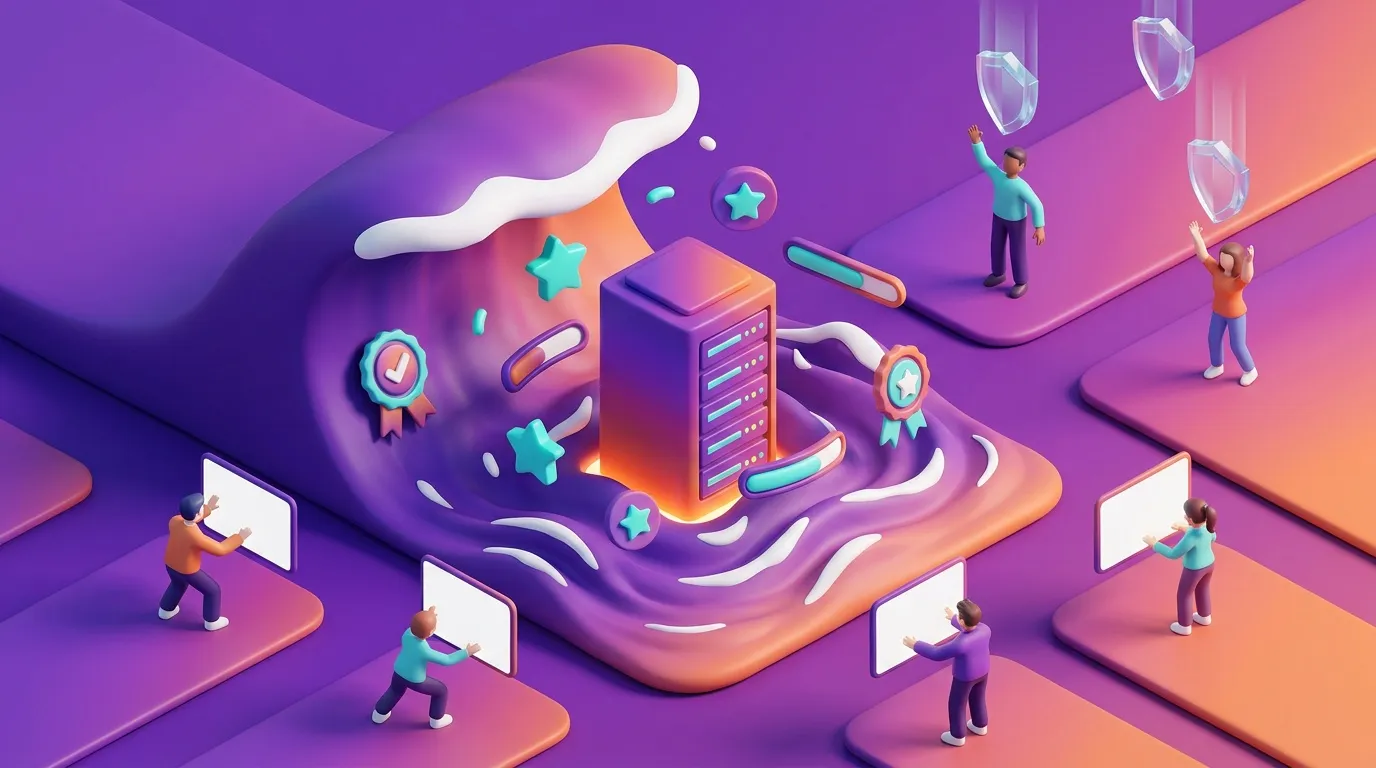 Personas interactuando con servidores y dispositivos digitales