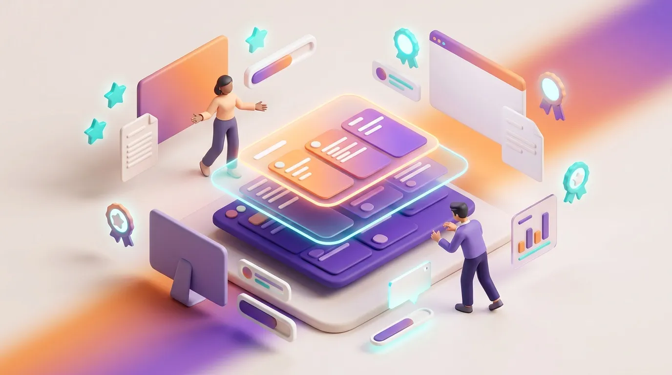 Deux personnes travaillent sur design d'applications mobiles color&eacute;es