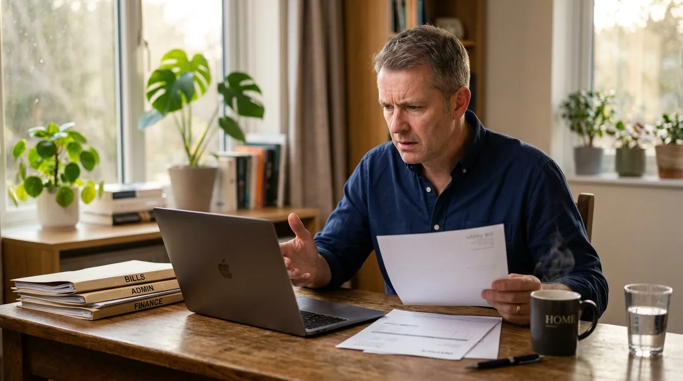 Homme travaillant sur ordinateur portable avec documents financiers