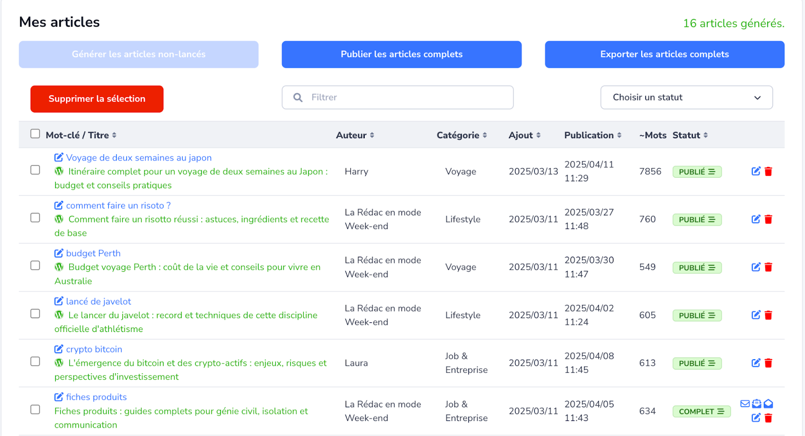 Génération d'articles SEO avec SKoatch