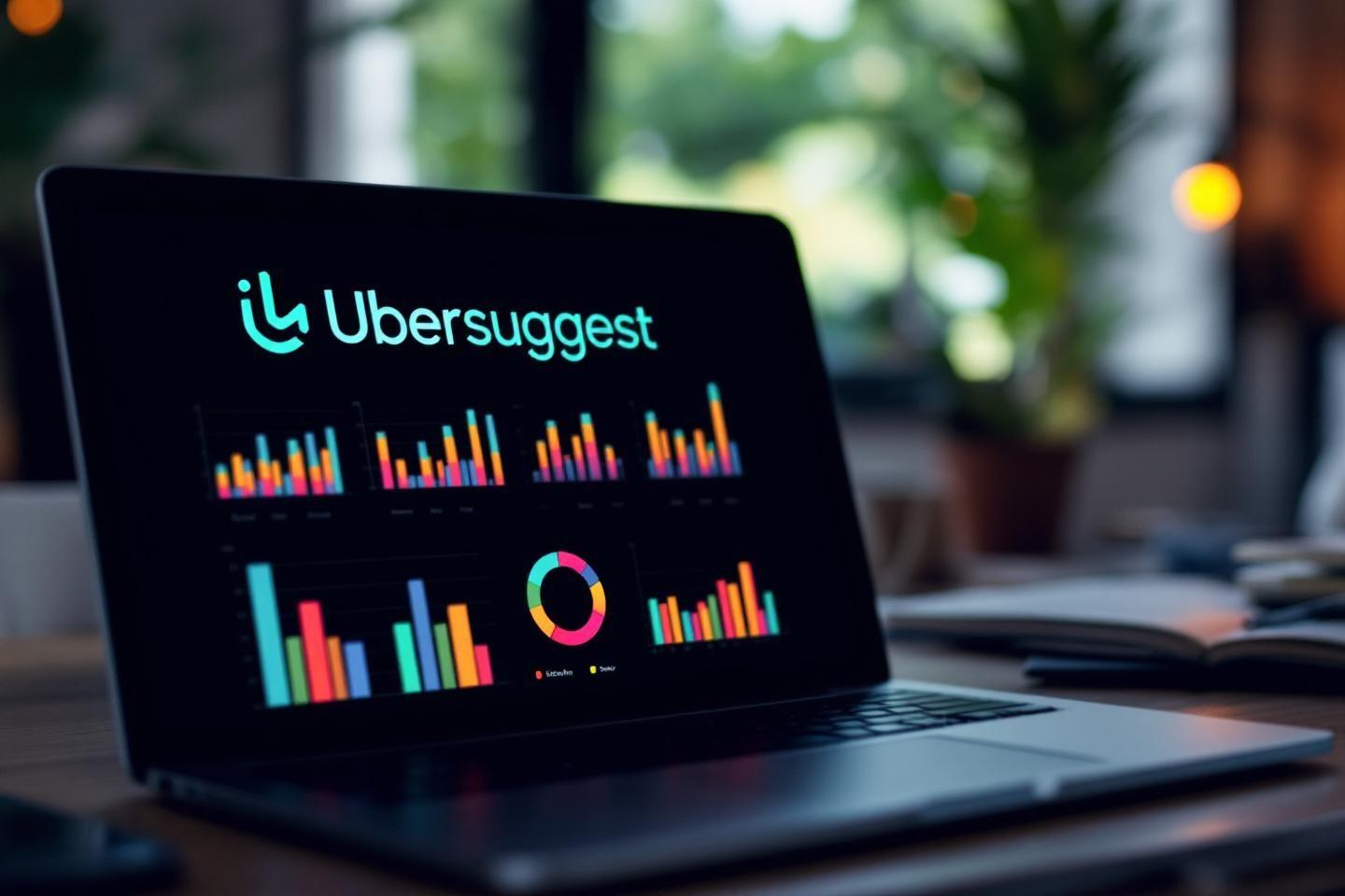 Écran d'ordinateur affichant des graphiques colorés Ubersuggest